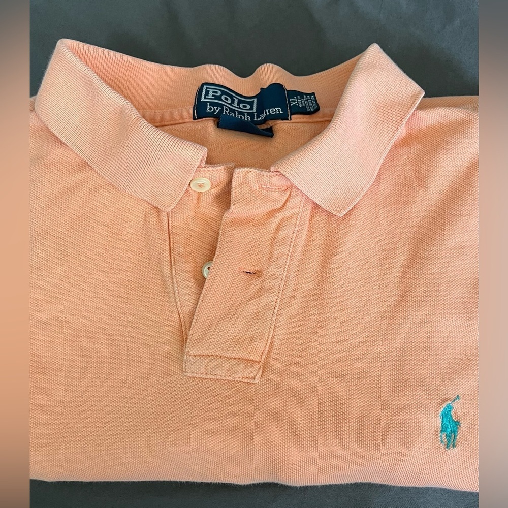 POLO Ralph Lauren Men’s Blue Label Polo Shirt, Light Orange/Peach; Size XL - Picture 6 of 10